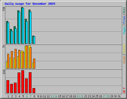 Daily usage for December 2025